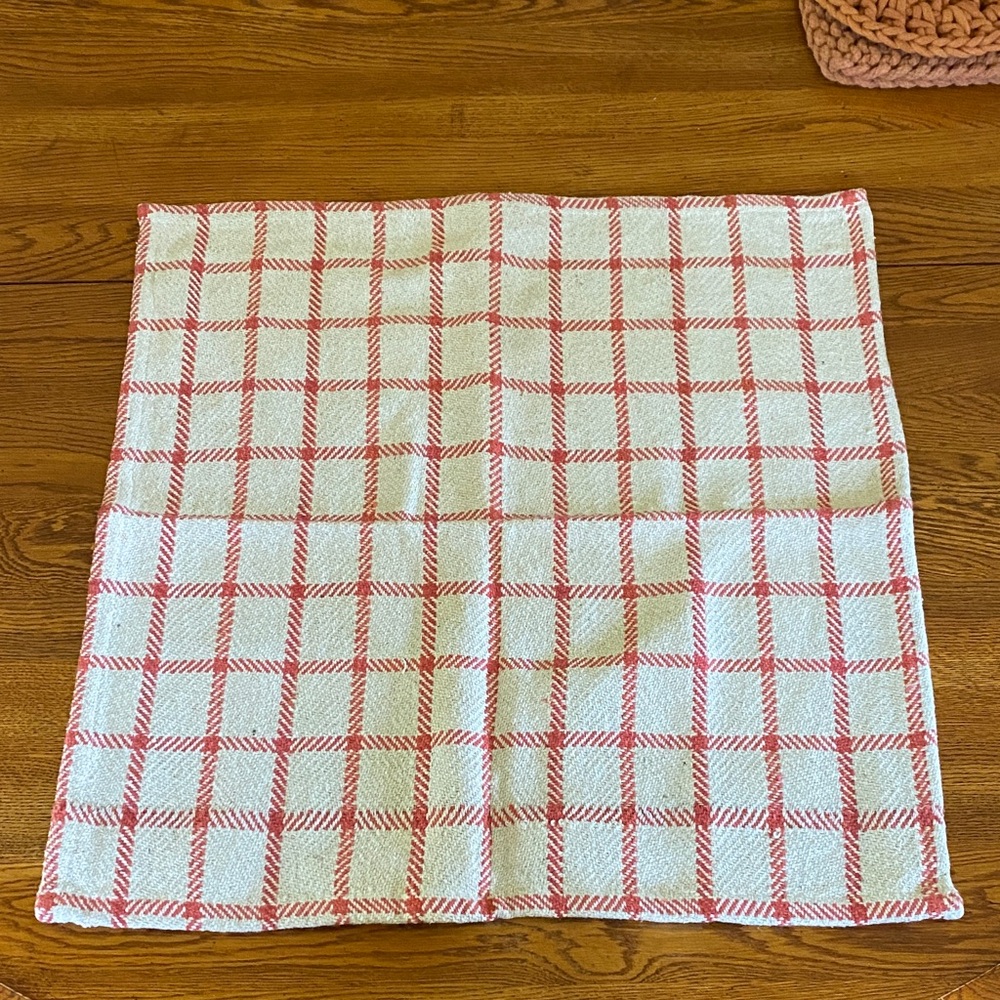 White and Orange Checked Cotton Cloth Square